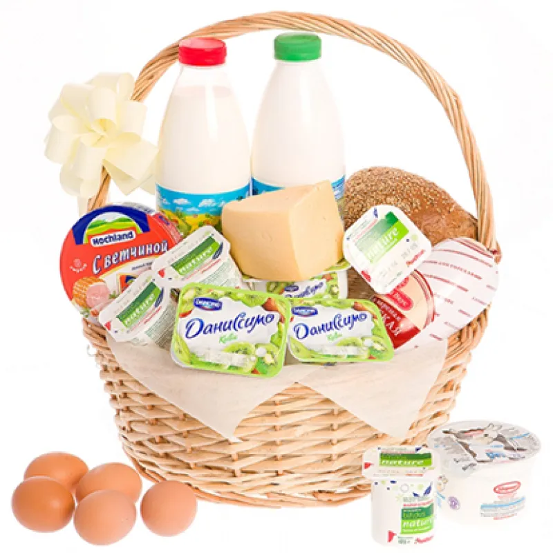 Корзинка свежих продуктов с хлебом и молоком, доставка Красноуфимск